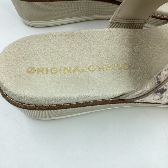 Cole Haan Women US 8.5B Original Grand Flatform Thong Sandals Python Ivy Leather - Picture 12 of 15